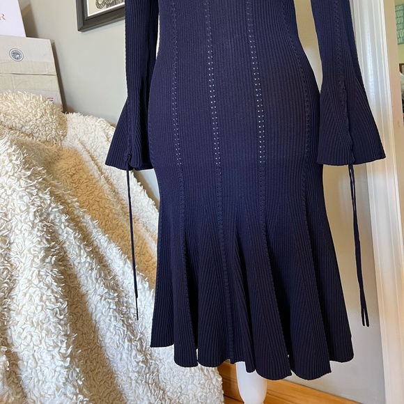 Gorgeous knit dress by Jonathan Simkhai! Navy blue.Fitted. Stretchy. - Picture 3 of 12